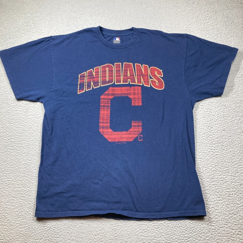 Cleveland Indians "C" T Shirt Adult XL Blue Short Sleeve MLB Baseball Old Logo